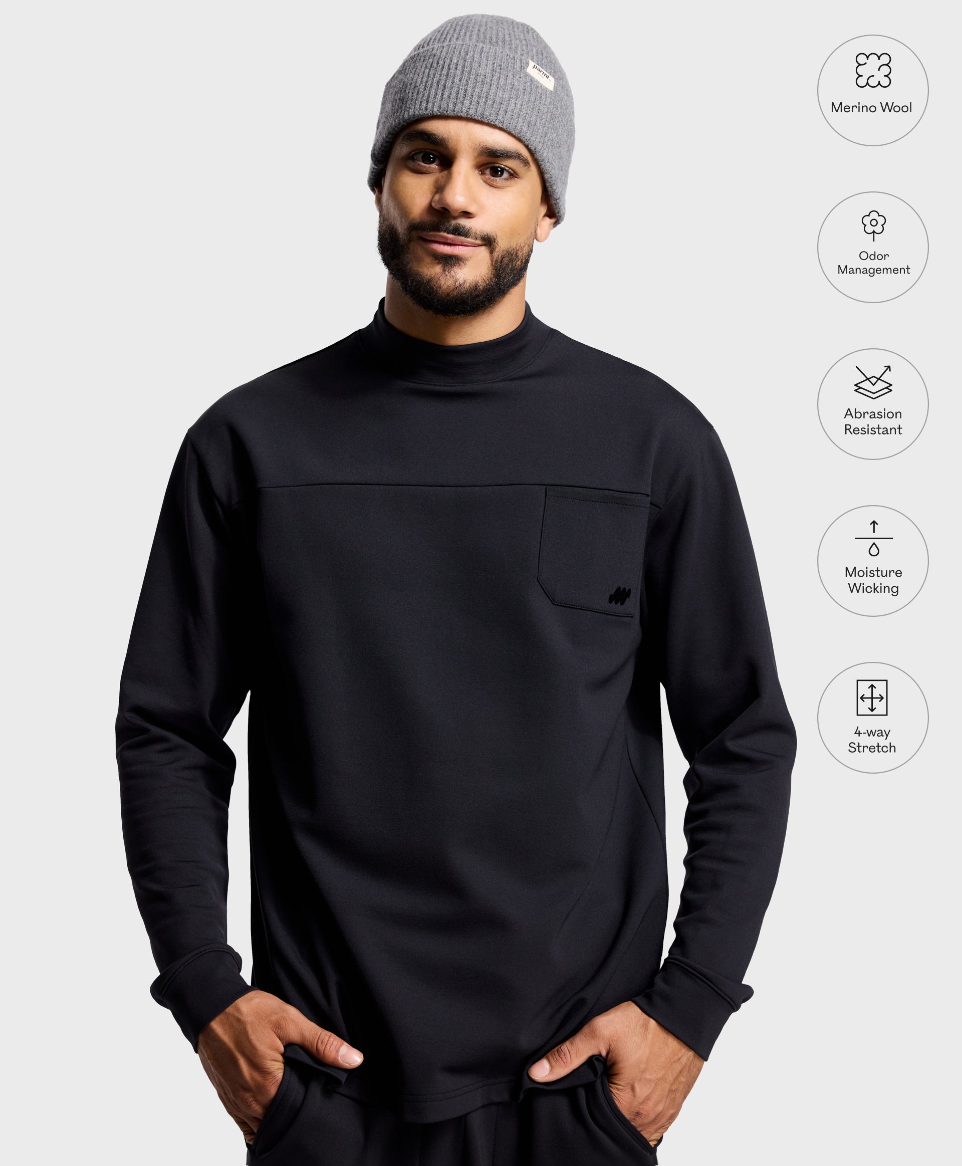 Men's Merino Mock Neck